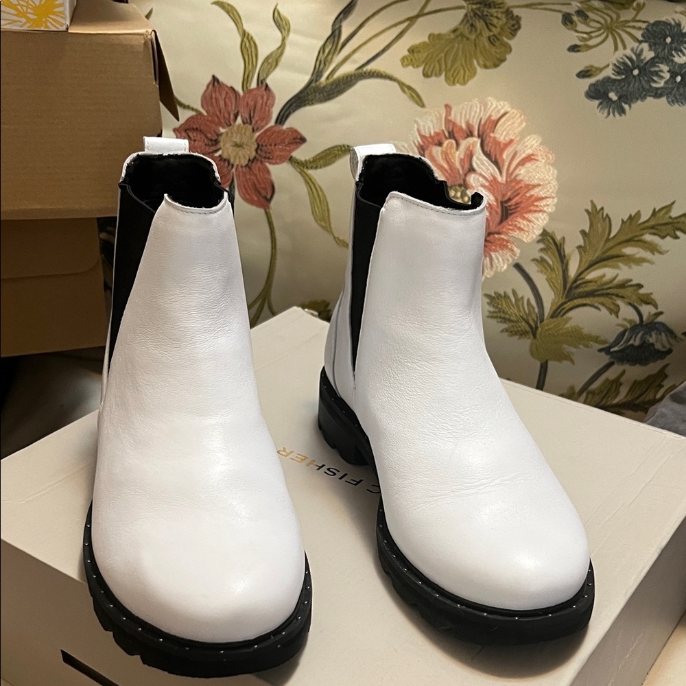 Women White Leather Ankle Boots
